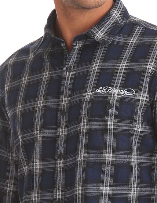 Ed Hardy Men Casual Wear Checkered Shirt